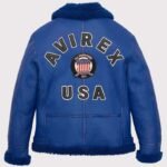B3 Shearling Bomber Blue Icon Military Jacket - Image 2