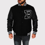 BBC Letterman Black Varsity Jacket with Leather Sleeve - Image 5