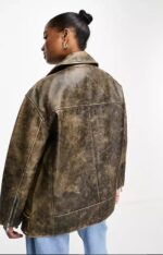 Women's Distressed Vintage Leather Jacket - Image 2