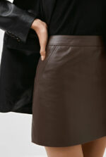 Women's Dark Brown Leather Mini Skirt - Image 3