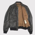 Black A2 Leather Jacket - Image 2