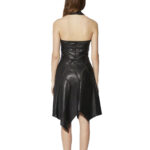 Black Asymmetrical Leather Dress for Women - Image 2