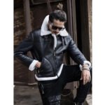 New Black B3 Shearling Jacket - Men's Sheepskin Coat - Image 4