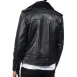 Black Biker Leather Jacket - Image 2