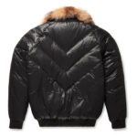 Black Bubble V-Bomber Leather Jacket - Image 2