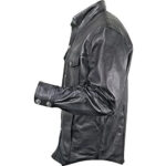Black Genuine Leather Shirt for Men with Vintage Buffalo Buttons - Image 2