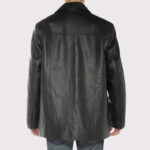 Black Lambskin Leather Overcoat Blazer Jacket for Men - Image 3