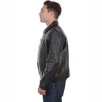 Black Leather Jacket with Turn Down Collar - Image 3