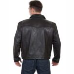 Black Leather Jacket with Turn Down Collar - Image 4