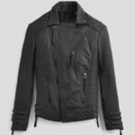 Black Leather Motorcycle Jacket For Men