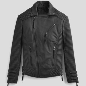 Black Leather Motorcycle Jacket For Men