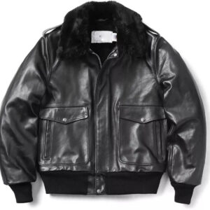 Black Men's Shearling Leather Jacket Aviator Biker Genuine Cow Leather Jacket