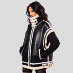 Fashionable Black Oversize Shearling Utility Vest - Image 2