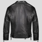 Black Quilted Biker Leather Motorcycle Jacket For Men - Image 2