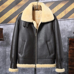 Premium Black Sheepskin Shearling Jacket - B3 Airforce Flight Coat