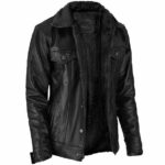 Black Sherpa Leather Jacket - Image 5