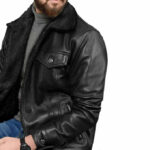 Black Sherpa Leather Jacket - Image 3