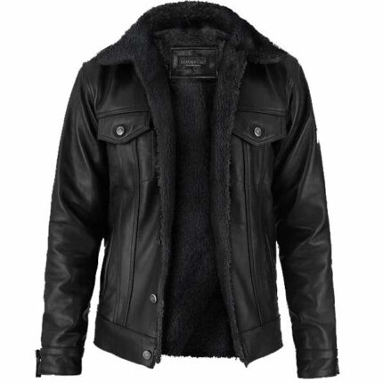 Black Sherpa Leather Jacket