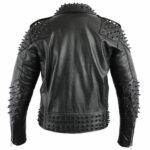 Men's Black Punk Studded Biker Leather Jacket - Image 2