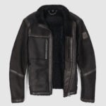 Black Tundra Shearling Motorcycle Jacket - Image 2