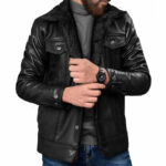 Black Sherpa Leather Jacket - Image 4