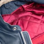 Blue Motorcycle Leather Jacket for Men - Gold Top - Image 5