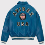 Blue USA Edition Military Bomber Leather Jacket