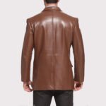 Branded Brown Lambskin Leather Blazer for Men - Image 3