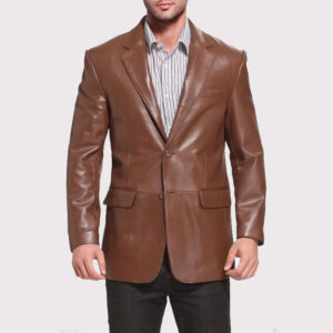 Branded Brown Lambskin Leather Blazer for Men