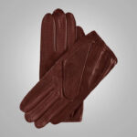 Brown Lambskin Leather Driving Gloves - Image 2