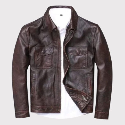 Brown Leather Jacket for Men