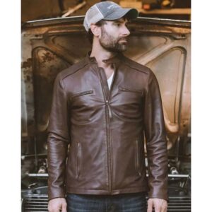 Men's Brown Thompson Leather Moto Jacket