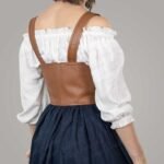 Brown Leather Underbust Corset Belt Renaissance Waist Cincher - Image 2