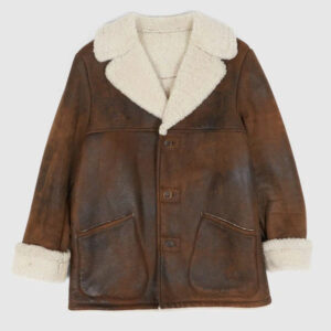 Brown Shearling Ranch Coat for Men