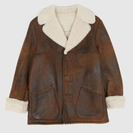 Brown Shearling Ranch Coat for Men