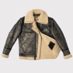 Brown Sheepskin Aviator Shearling Leather Jacket for Men - Image 3