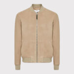 Brown Men's Suede Leather Bomber Jacket