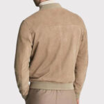 Brown Men's Suede Leather Bomber Jacket - Image 2