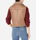 Brown Women's Shearling Leather Biker Vest - Image 2