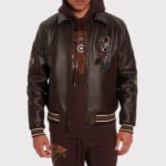 Buffalo Legend A2 Embroidery Leather Jacket - Men's Brown Leather Jacket - Image 3