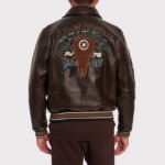 Buffalo Legend A2 Embroidery Leather Jacket - Men's Brown Leather Jacket - Image 4