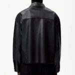 Button-Up Leather Overshirt in Black for Men - Image 2