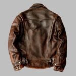 Men's Brown Cafe Racer Jacket - Vintage Biker Motorcycle Genuine Lambskin Leather Jacket - Image 2