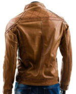 Men's Fashionable Brown Leather Biker Jacket - Image 2