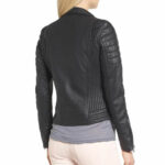 Women's Slim Fit Black Classic Motorcycle Leather Jacket - Image 2