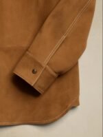 Men's Brown Full Sleeve Suede Leather Shirt - Image 4