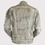 Cafe Racer Distressed White Cowhide Leather Jacket for Men - Image 2
