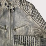 Cafe Racer Distressed White Cowhide Leather Jacket for Men - Image 3