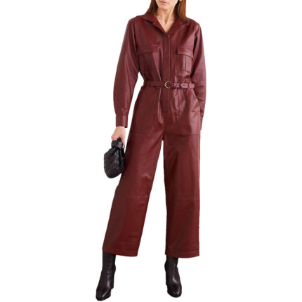 Cherry Red Leather Women's Jumpsuit