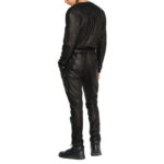 Chic Black Cargo Style Men Leather Jumpsuit - Trendy and Functional - Image 3